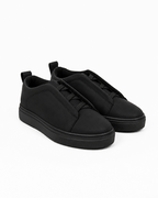 Black Suede Slip On Lace Trainers