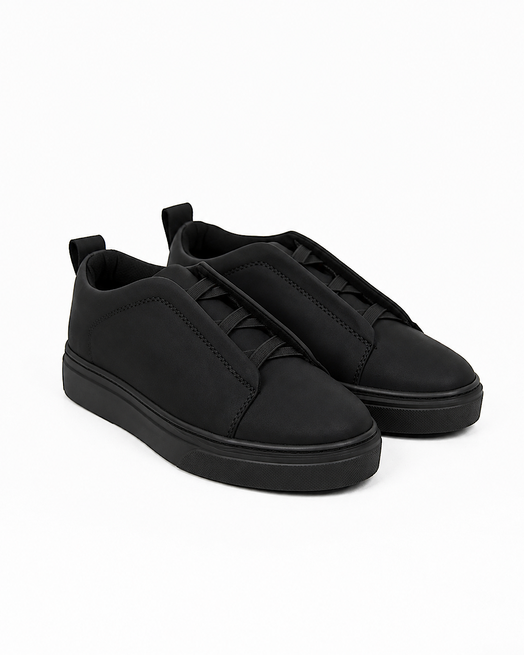 Black Suede Slip On Lace Trainers