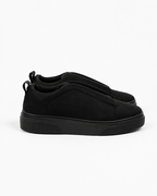 Black Suede Slip On Lace Trainers