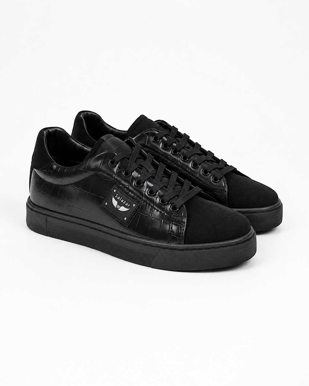 Black Croc Effect Trainers
