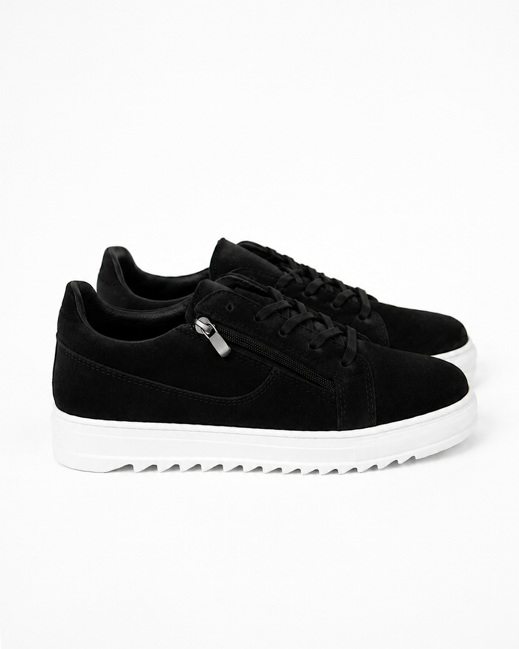 Black Suede Zip Detail Trainers