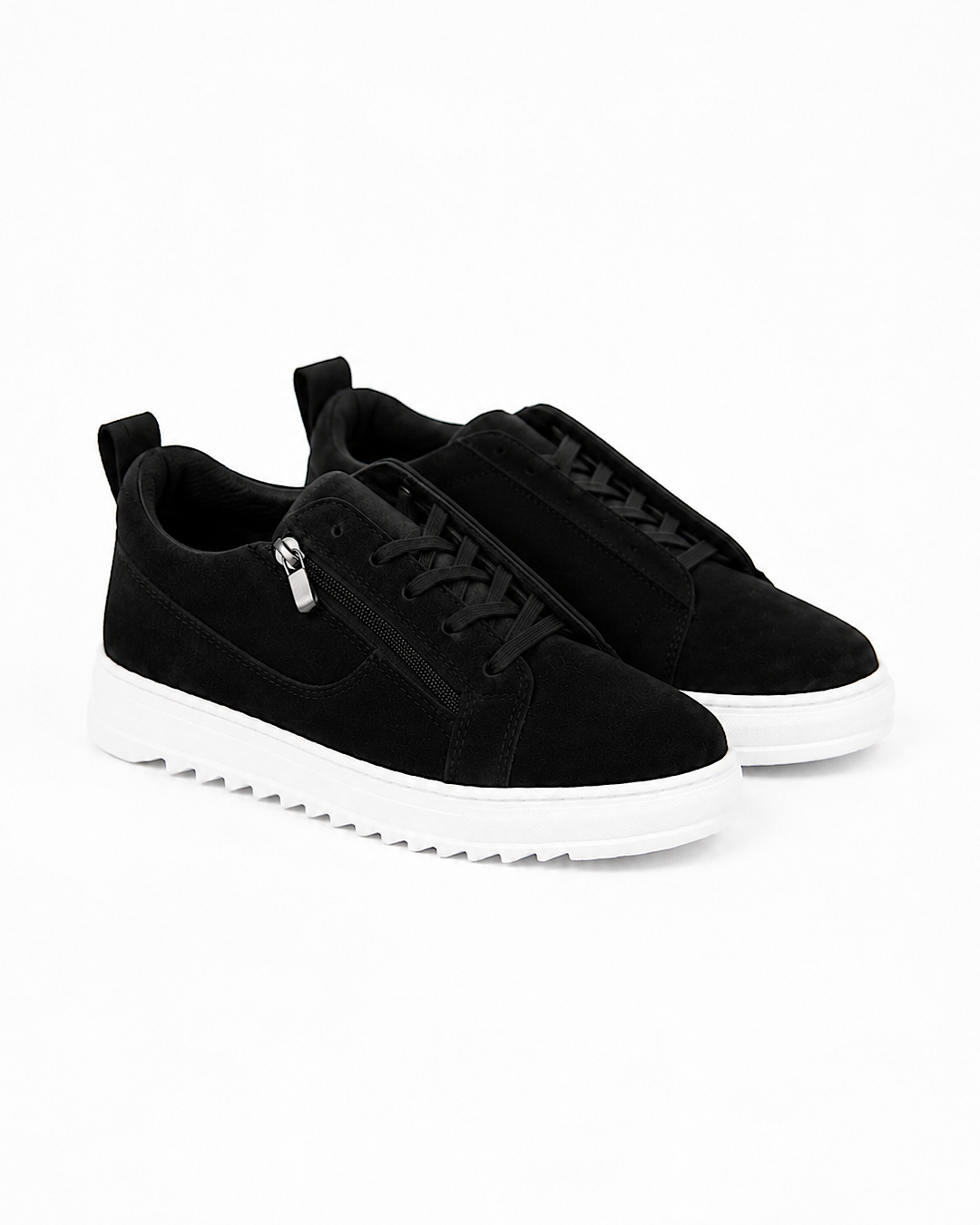 Black Suede Zip Detail Trainers