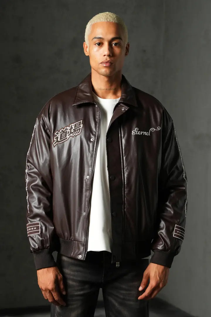 Atelier Patchwork Faux Leather Bomber Jacket