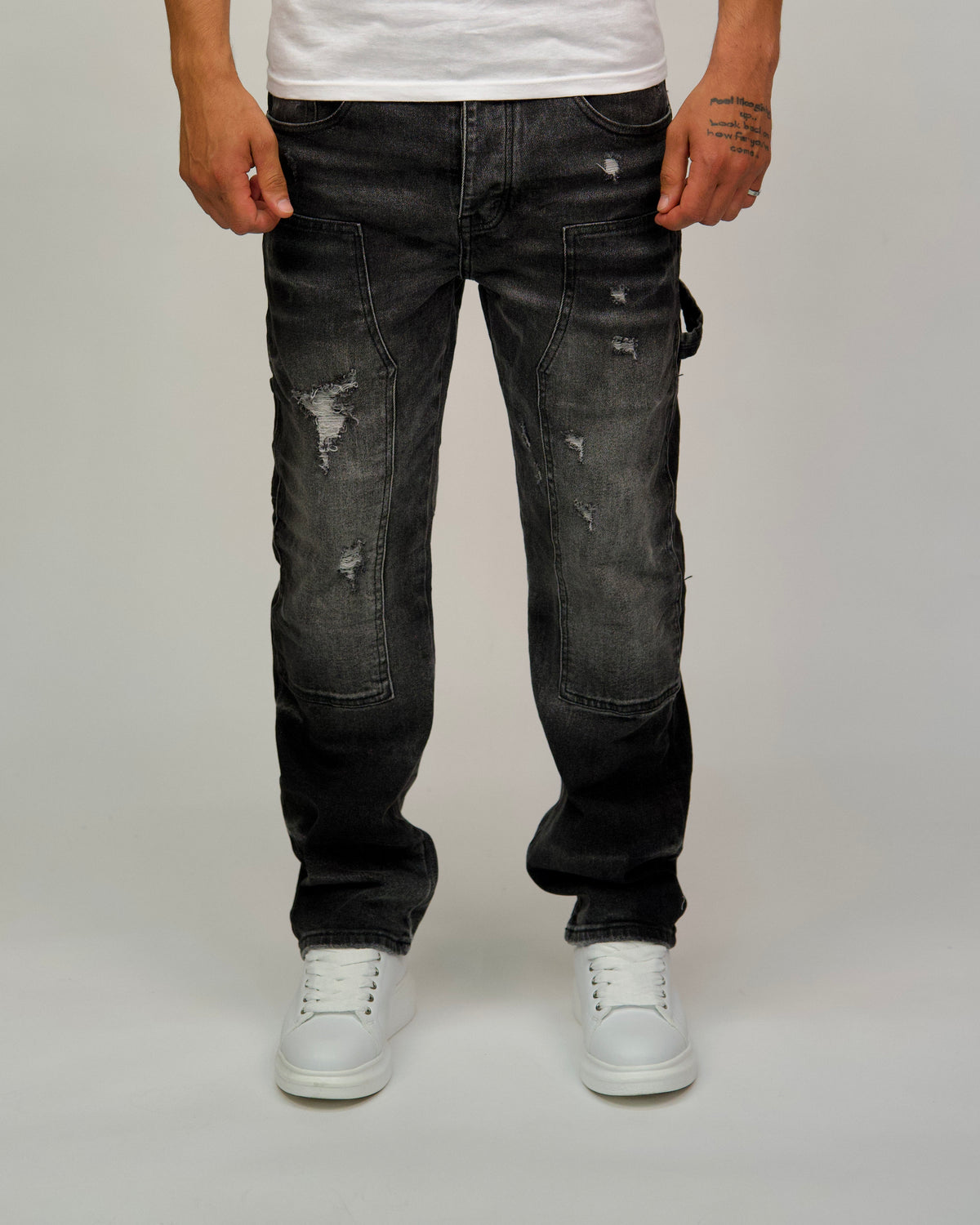 Distressed Cargo Jeans