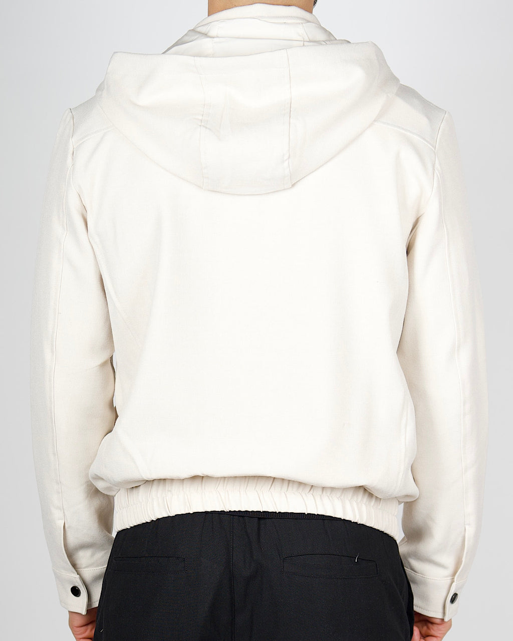 White Zip Utility Jacket with Hood