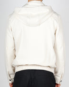White Zip Utility Jacket with Hood