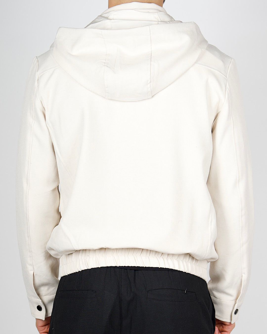 White Zip Utility Jacket with Hood