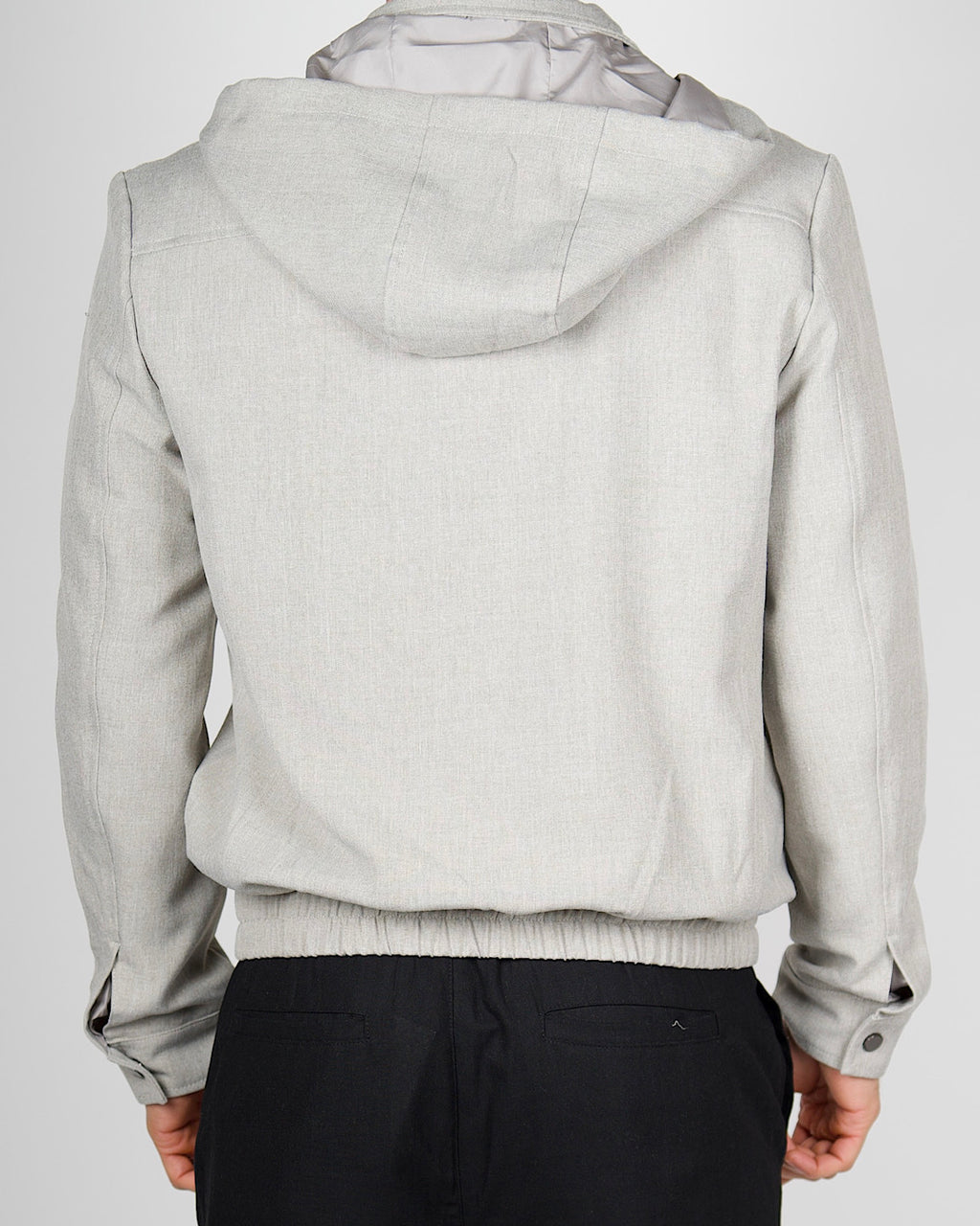 Beige Zip Utility Jacket with Hood