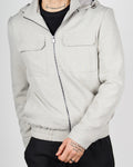 Beige Zip Utility Jacket with Hood