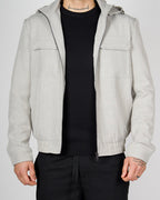 Beige Zip Utility Jacket with Hood