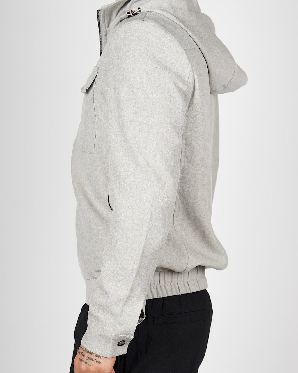 Beige Zip Utility Jacket with Hood
