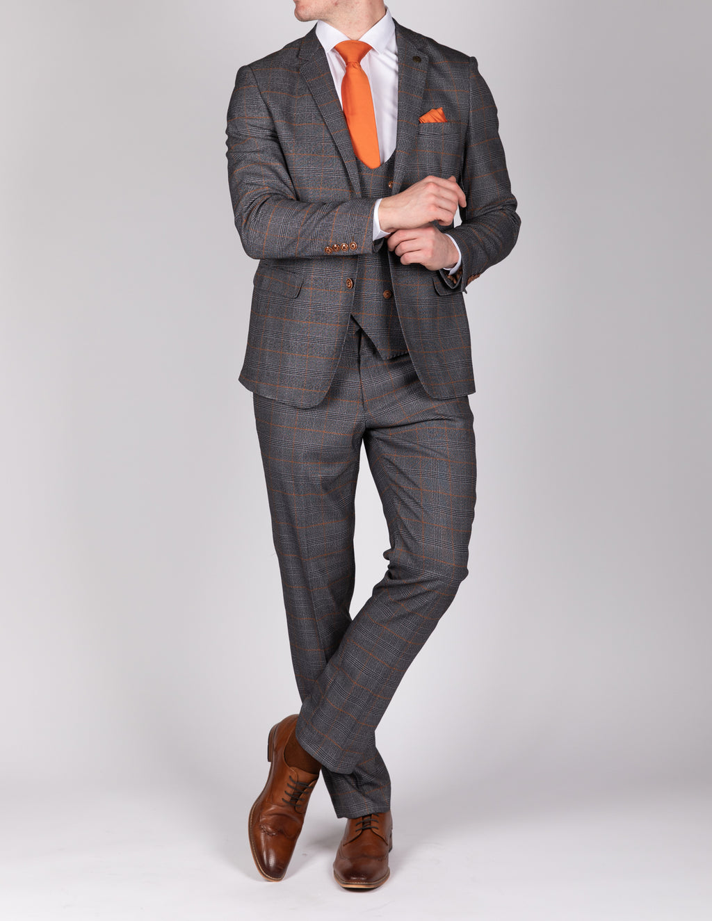 Jenson Grey Check Suit with Double Breasted Waistcoat