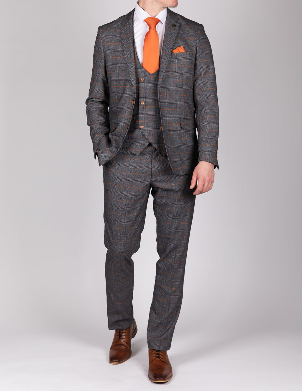 Jenson Grey Check Suit with Double Breasted Waistcoat