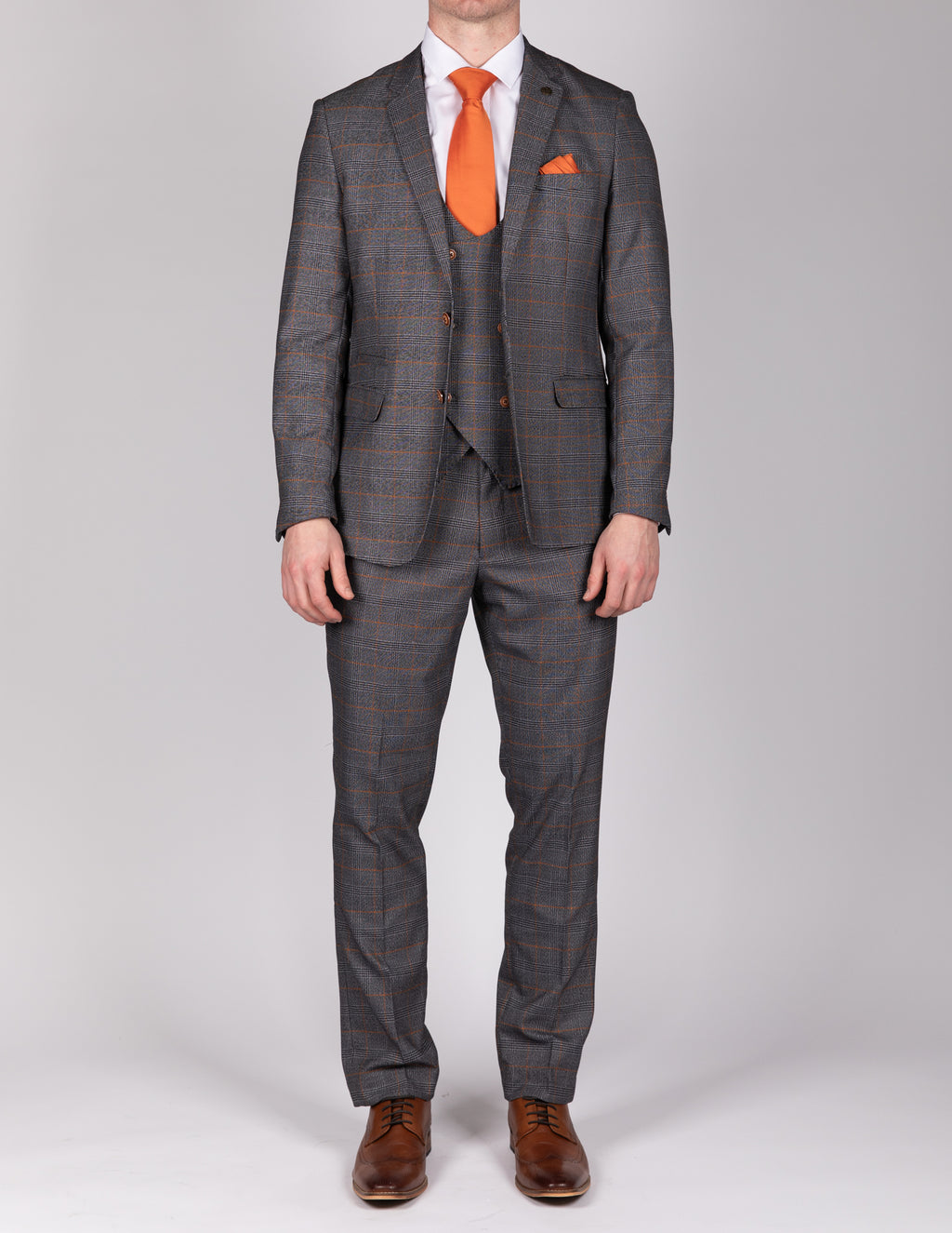 Jenson Grey Check Suit with Double Breasted Waistcoat