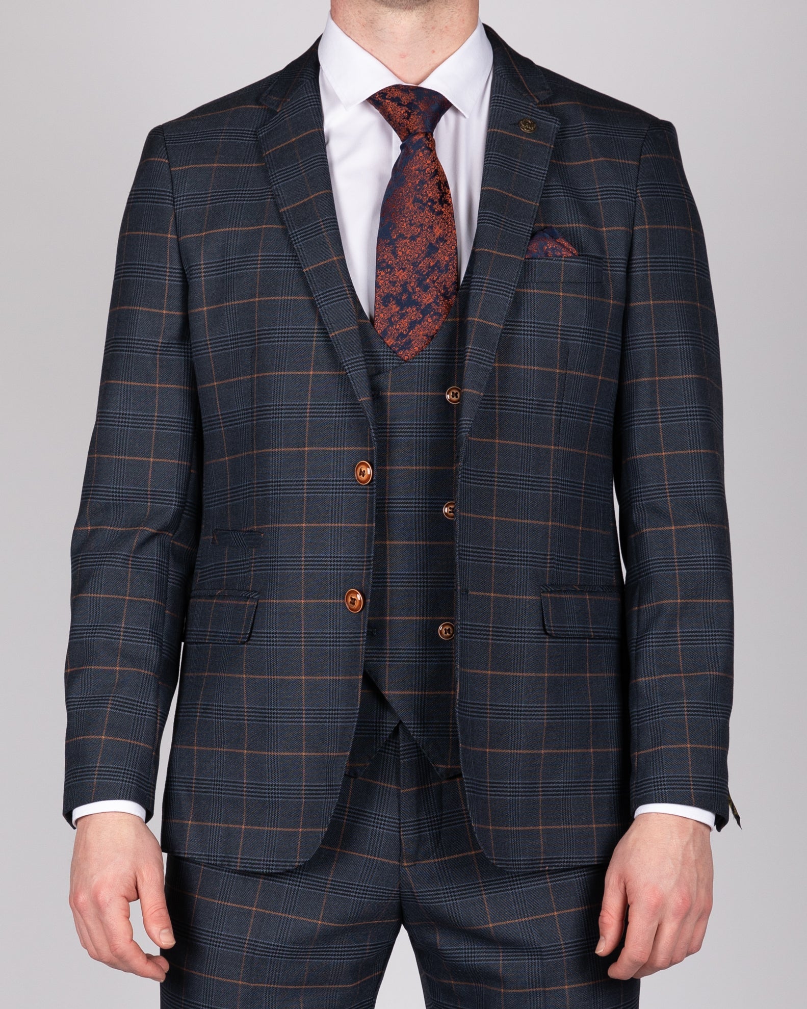 Jenson - Marine Navy Check Blazer