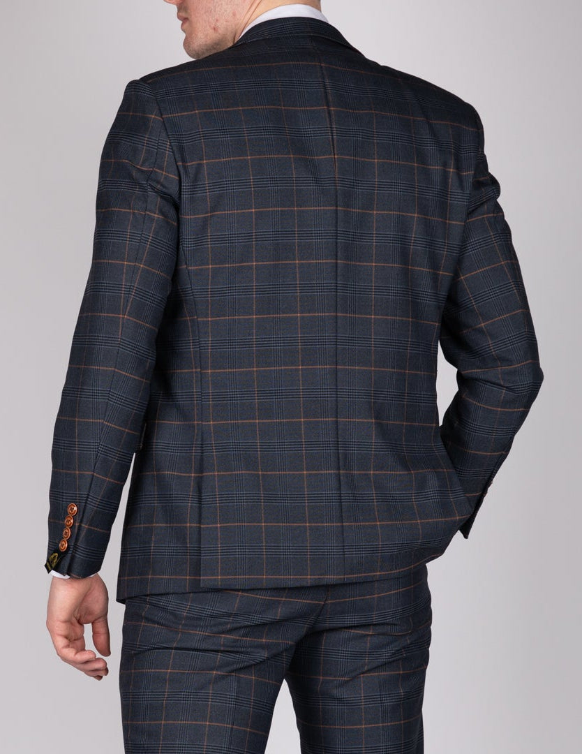 Jenson - Marine Navy Check Blazer