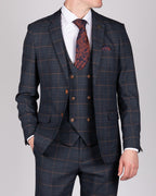 Jenson - Marine Navy Check Blazer
