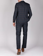 Jenson Marine Navy Check Suit With Double Breasted Waistcoat