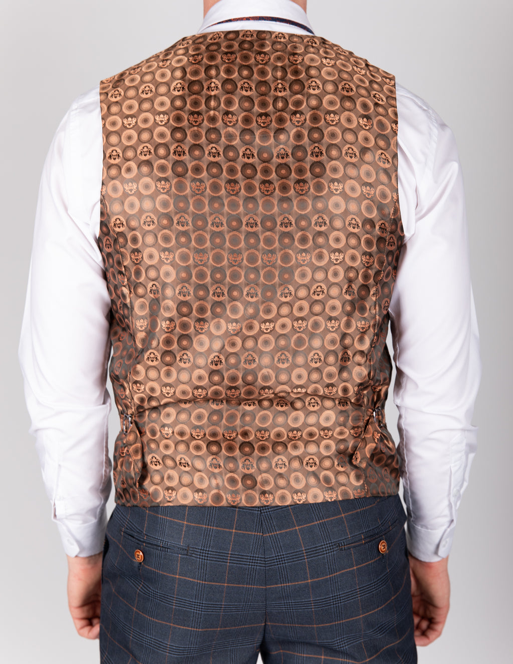Jenson Marine Navy Check Suit With Double Breasted Waistcoat