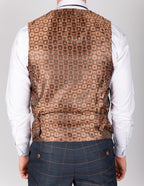 Jenson Marine Navy Check Suit With Double Breasted Waistcoat