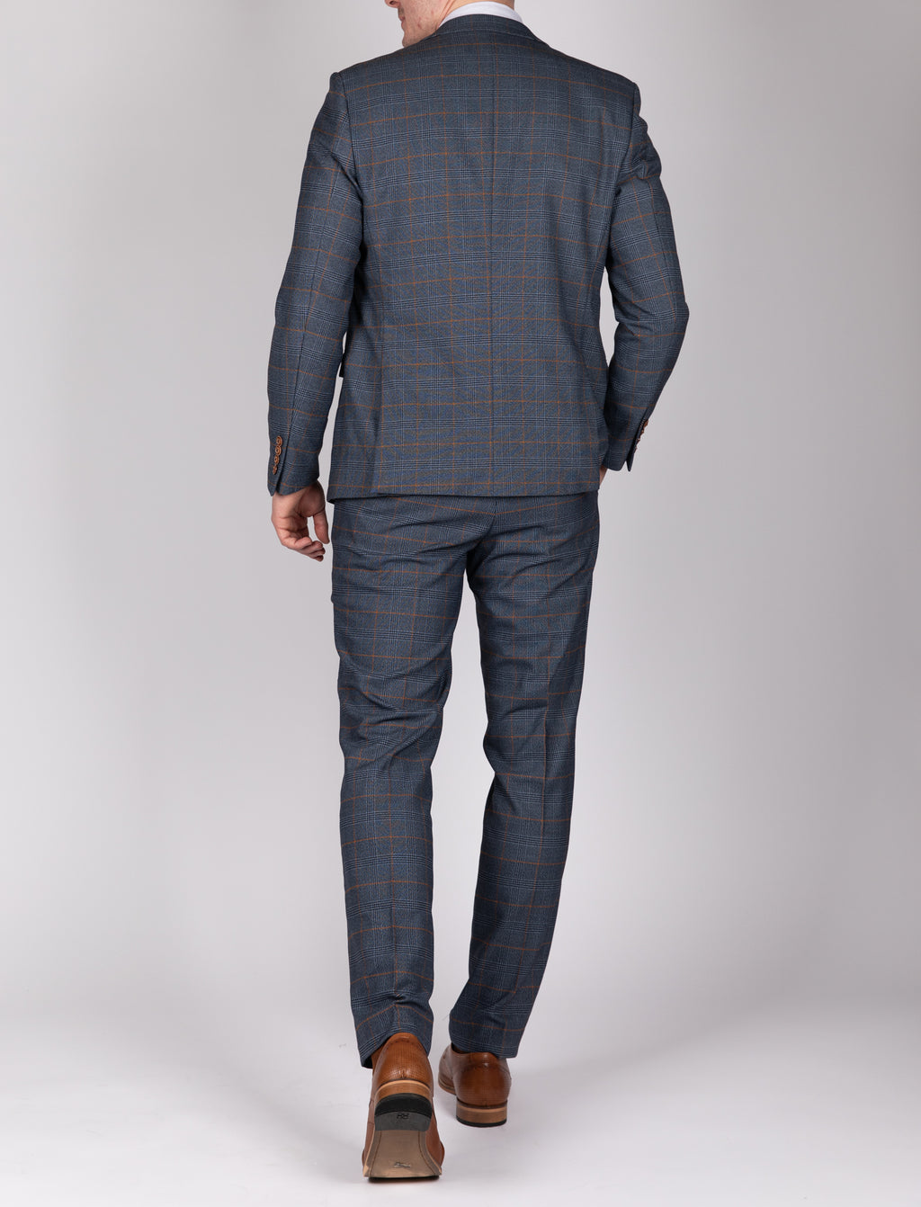 Jenson Sky Blue Check Suit with Double Breasted Waistcoat