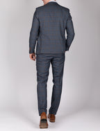 Jenson Sky Blue Check Suit with Double Breasted Waistcoat