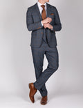 Jenson Sky Blue Check Suit with Double Breasted Waistcoat