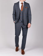 Jenson Sky Blue Check Suit with Double Breasted Waistcoat