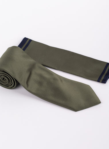 MC Diagonal Striped - Tie & Pocket Square Set in Khaki