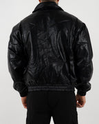 Black Oversized Leather Bomber Jacket