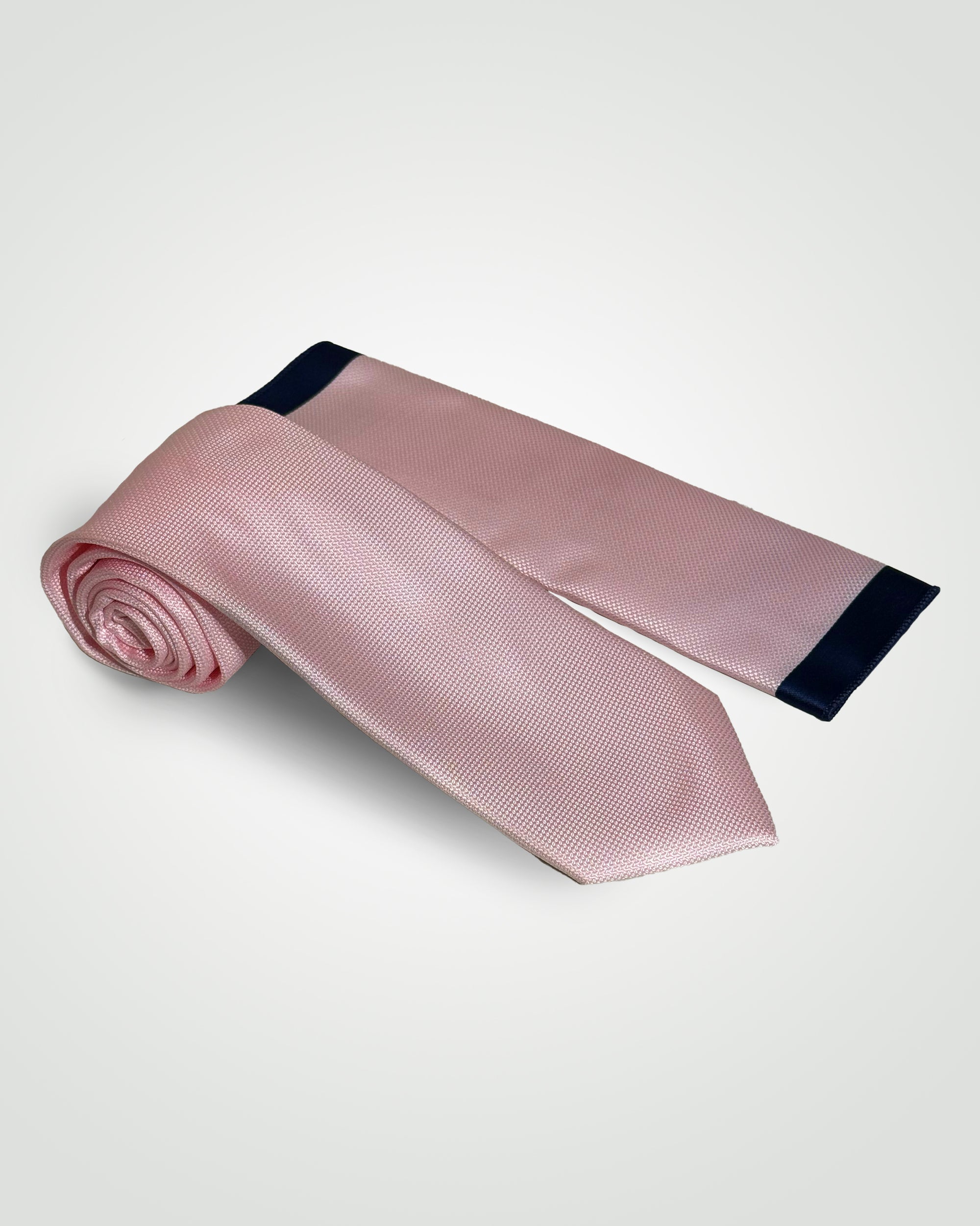 MC Textured - Tie & Pocket Square Set in Light Pink & Navy