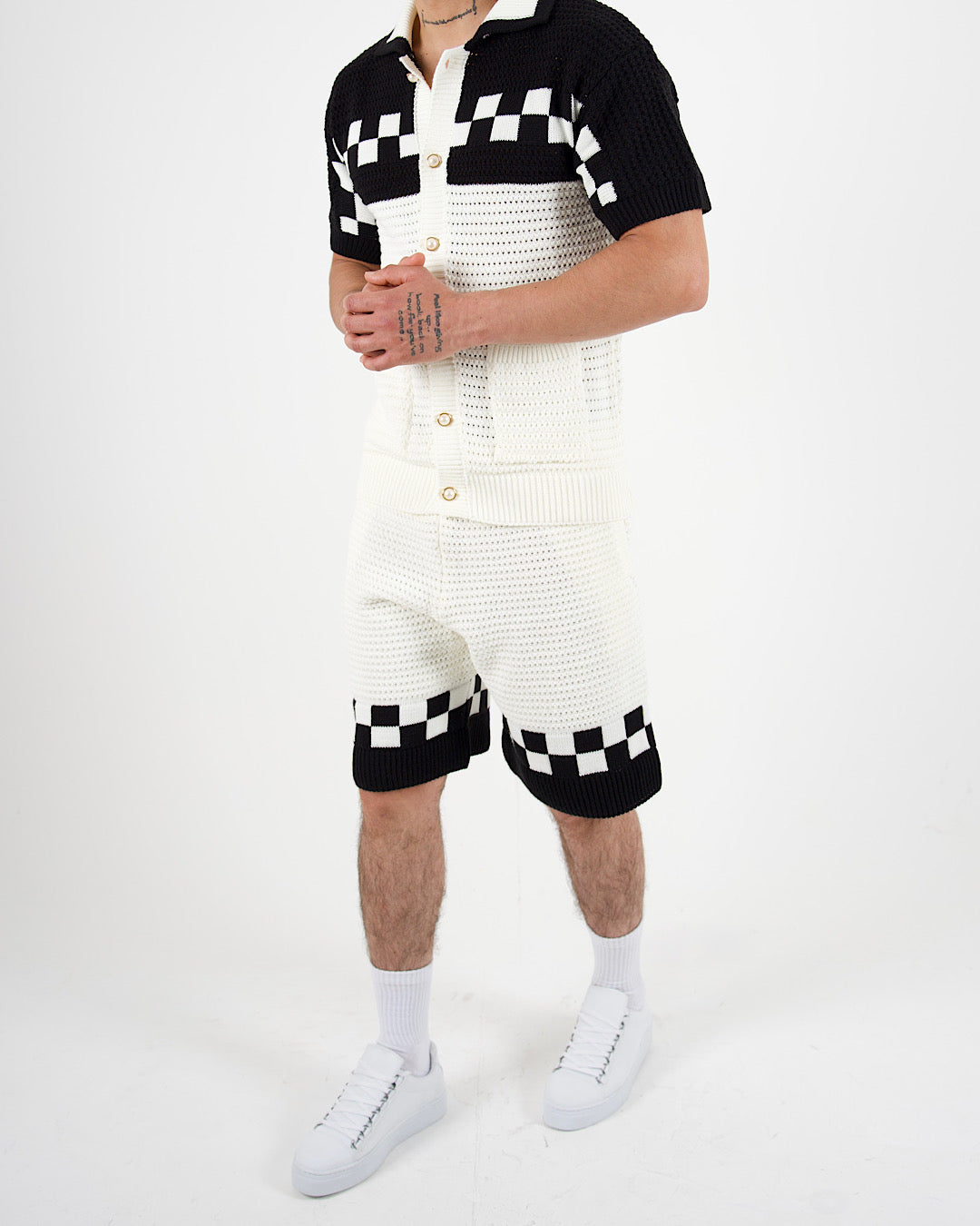 Riviera Crochet Knit Polo & Shorts Set