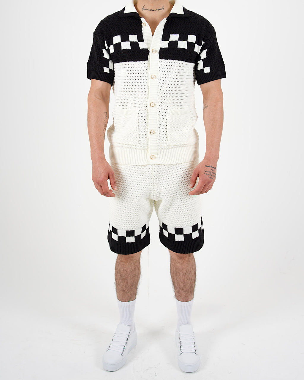 Riviera Crochet Knit Polo & Shorts Set