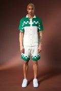 Riviera Crochet Knit Polo & Shorts Set