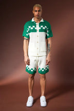Riviera Crochet Knit Polo & Shorts Set