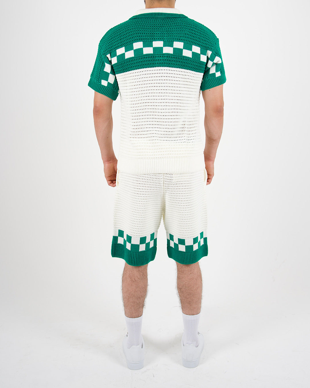 Riviera Crochet Knit Polo & Shorts Set