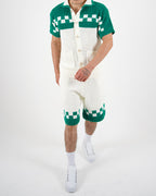 Riviera Crochet Knit Polo & Shorts Set