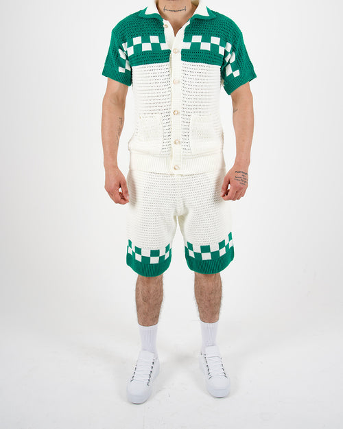 Riviera Crochet Knit Polo & Shorts Set