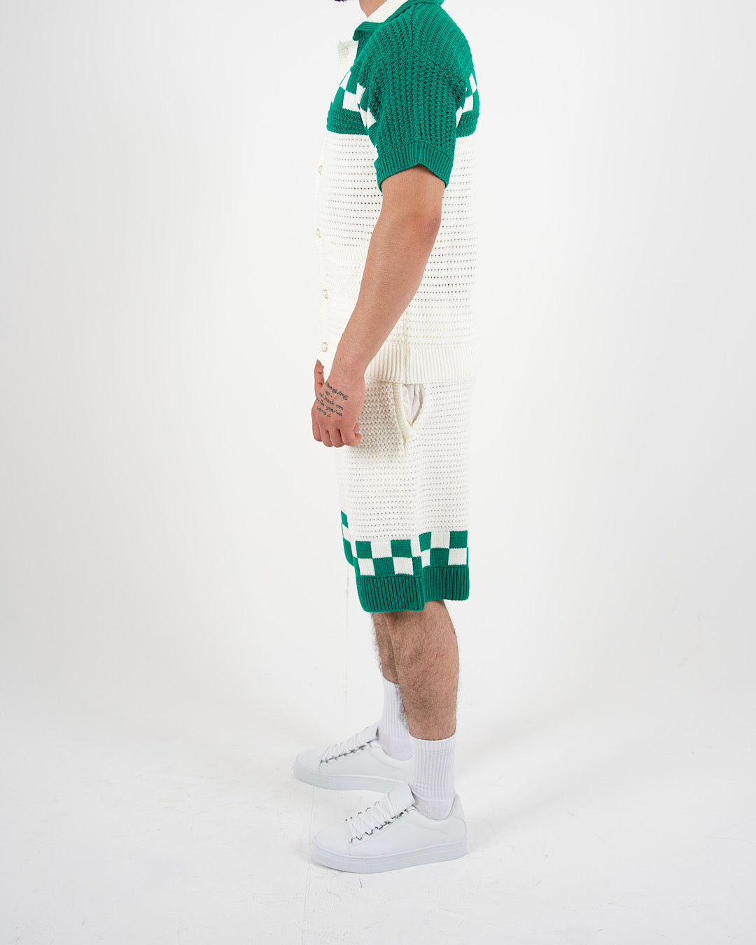 Riviera Crochet Knit Polo & Shorts Set