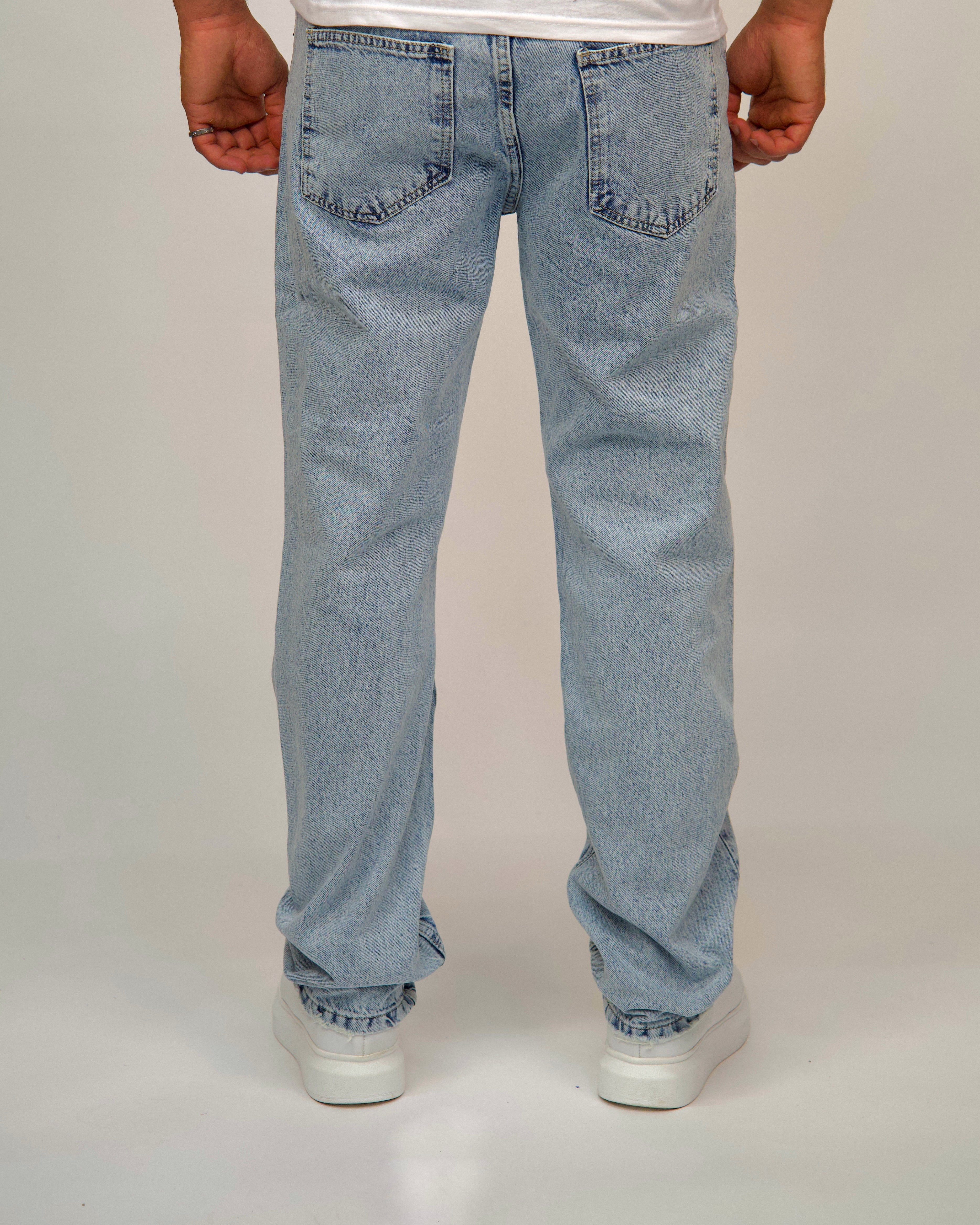 Light Wash Distressed Straight Jeans