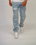 Light Wash Distressed Straight Jeans