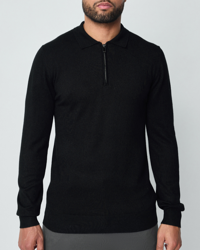 Quarter Zip Long Sleeve Polo Sweater