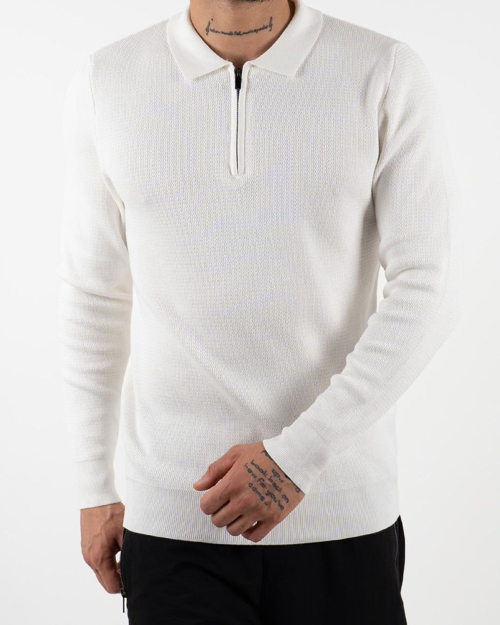 Minimal Zip-Collar Knit Polo