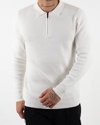 Minimal Zip-Collar Knit Polo