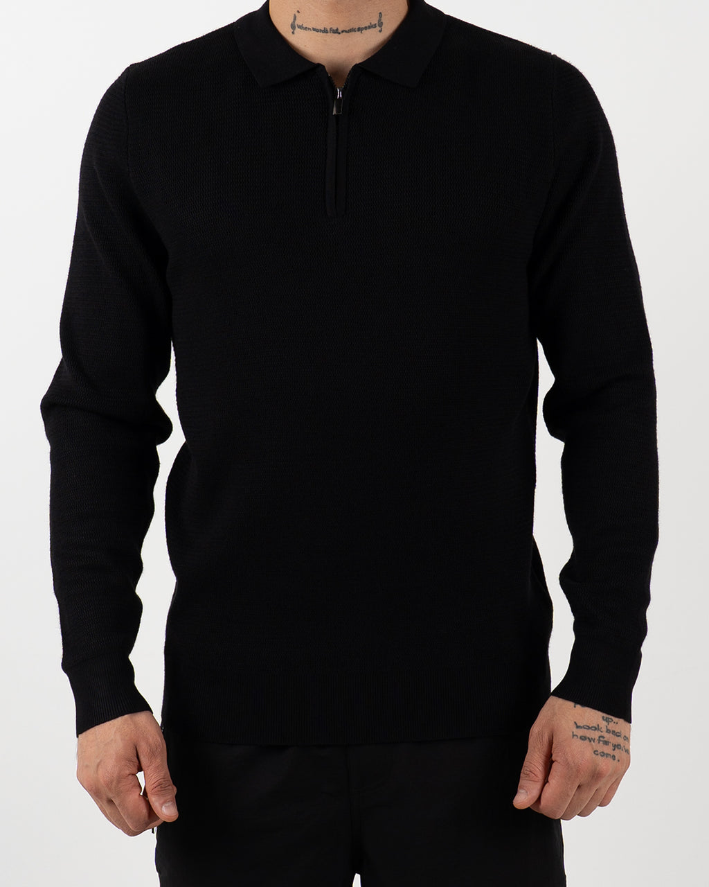 Minimal Zip-Collar Knit Polo