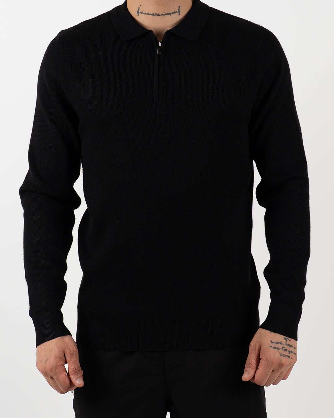 Minimal Zip-Collar Knit Polo
