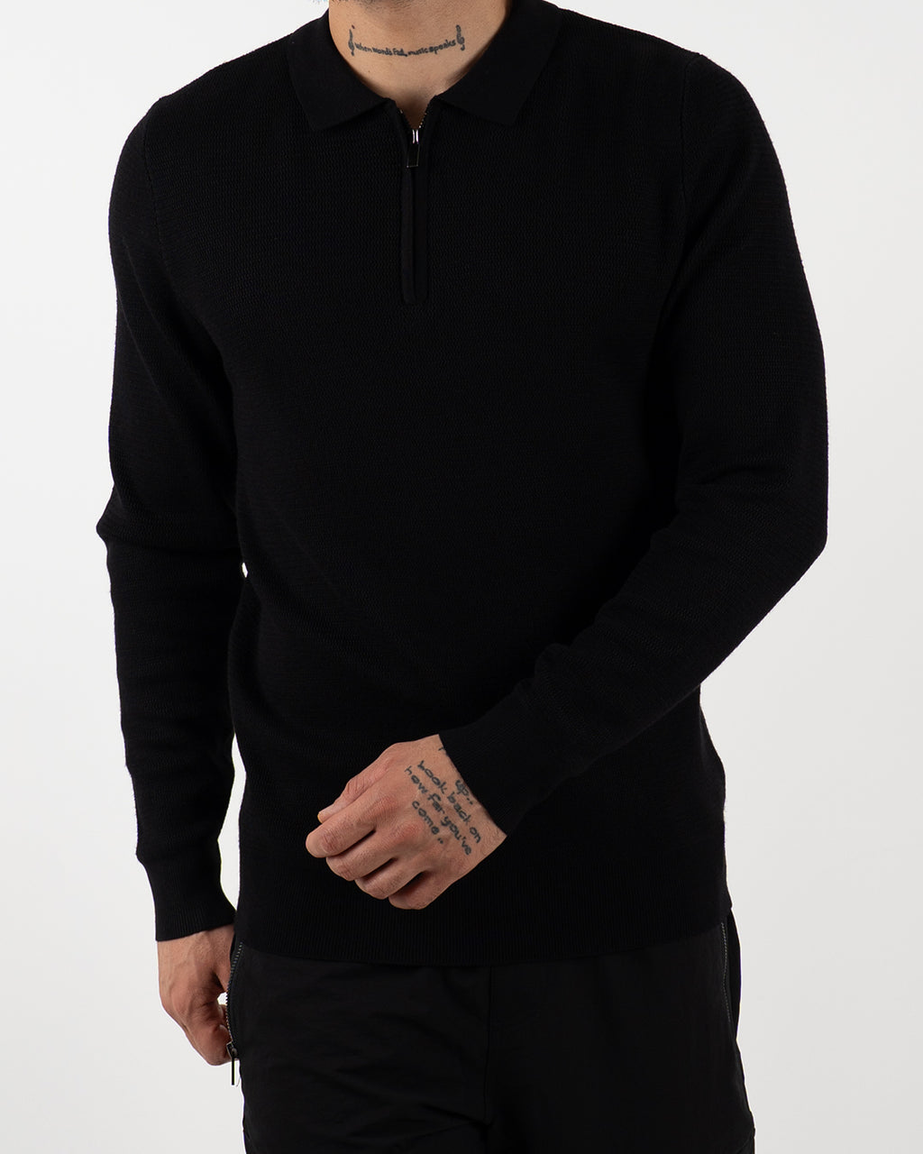 Minimal Zip-Collar Knit Polo