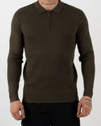 Minimal Zip-Collar Knit Polo