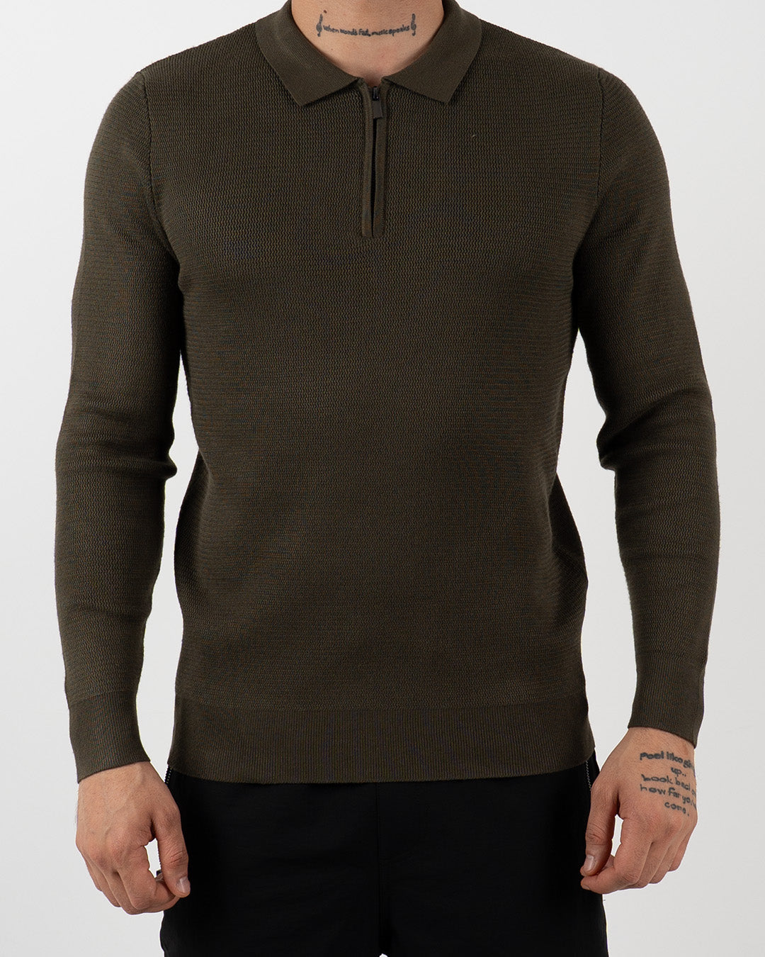 Minimal Zip-Collar Knit Polo