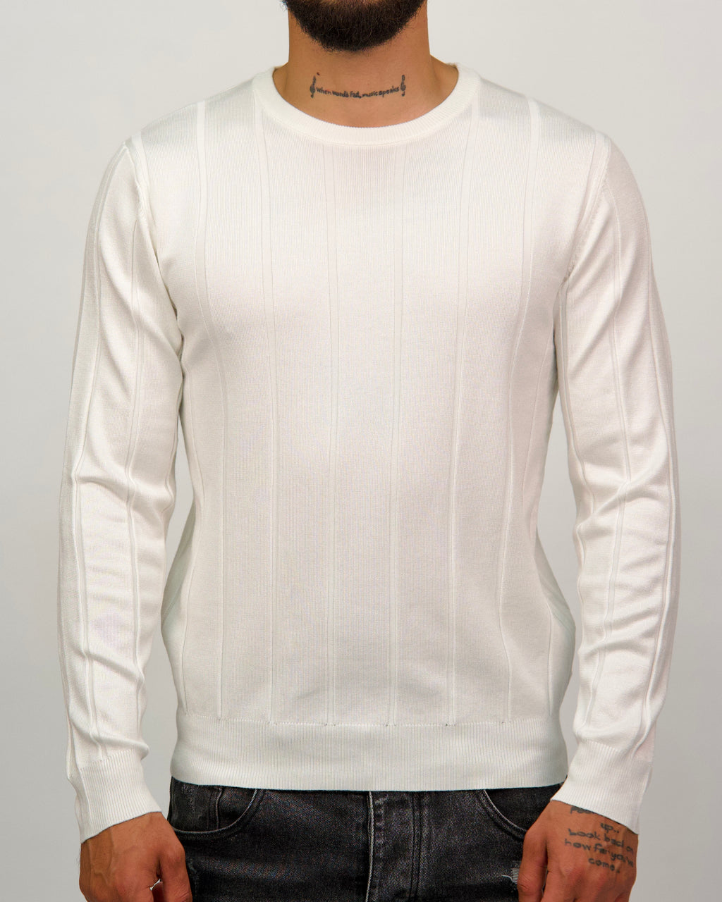 Ribbed Knit Crewneck Sweater
